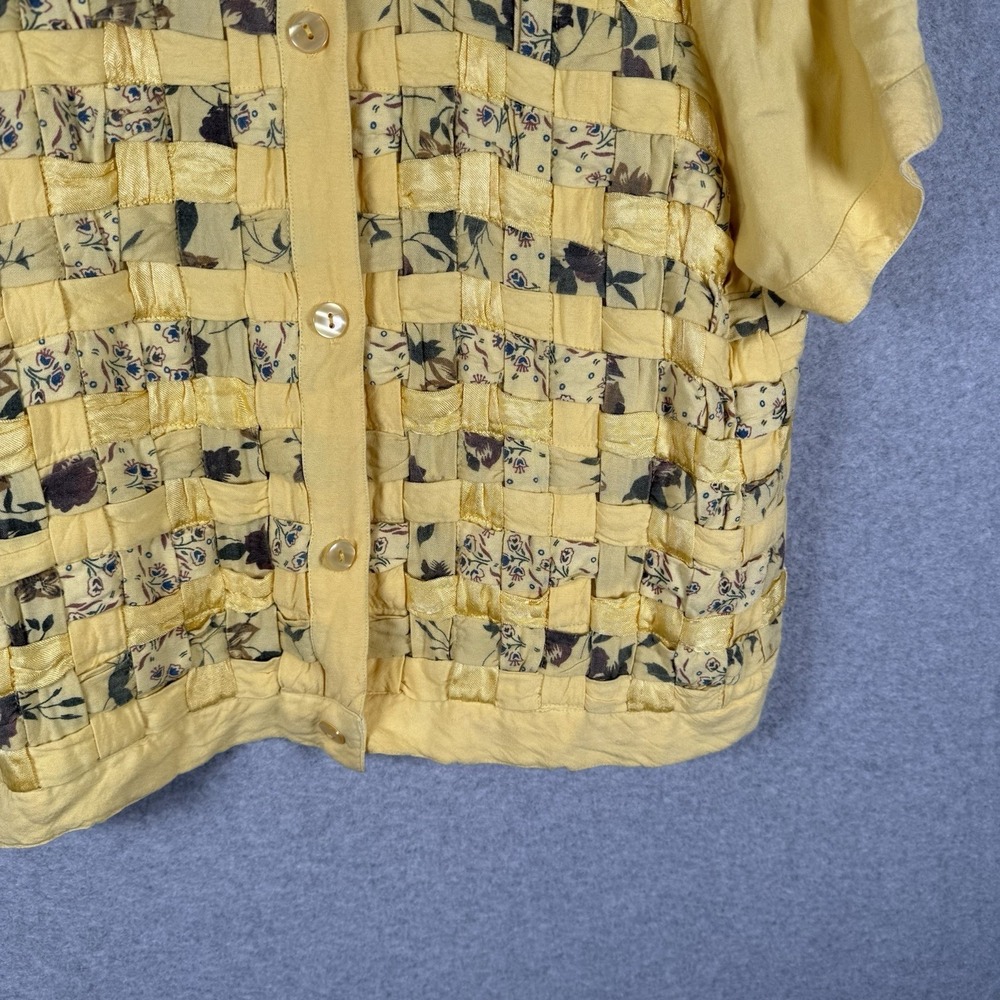 Vintage button up shirt womens medium woven 90s basketweave - Picture 3 of 7